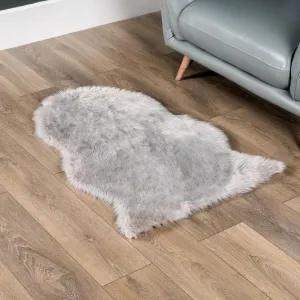 Auckland Silver Faux Fur Rug - 70x100cm