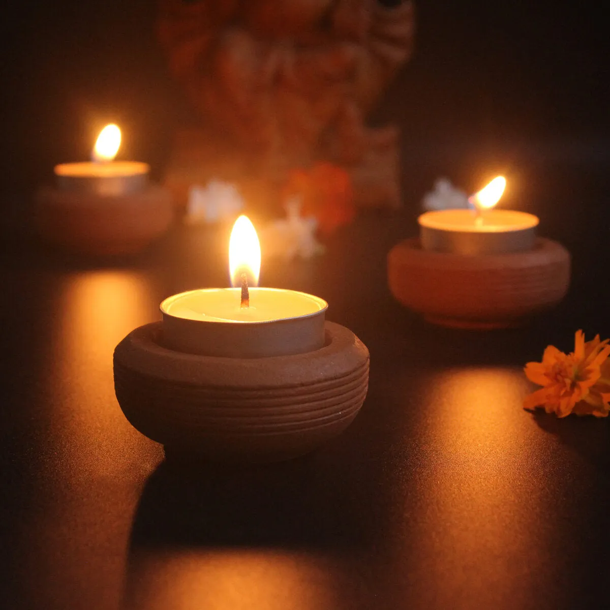 Tab Wheel Candle Holder- Set Of 6 with 6 Free Soywax Tealights